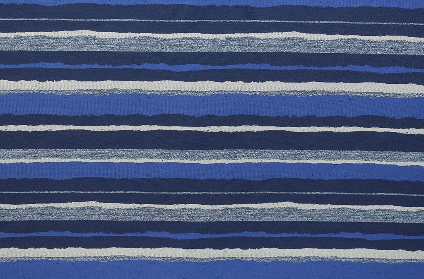 Blue striped upholstery fabric.