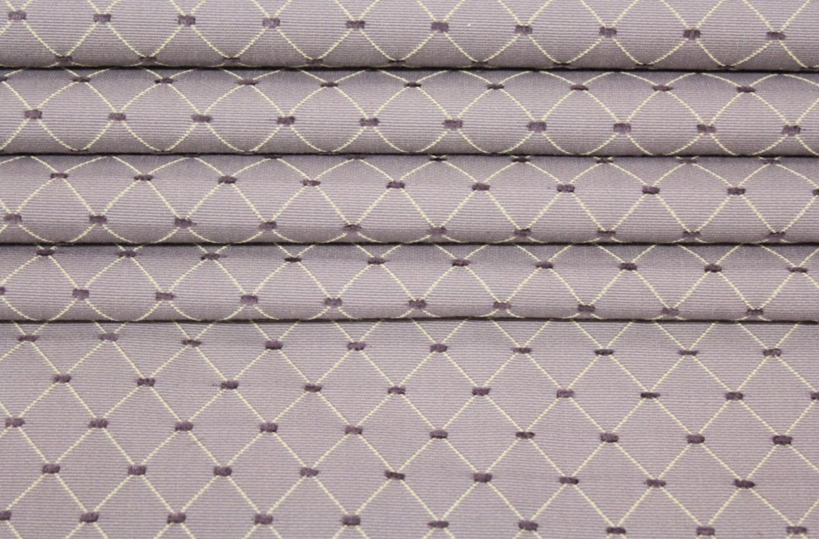 Purple diamond pattern upholstery fabric.