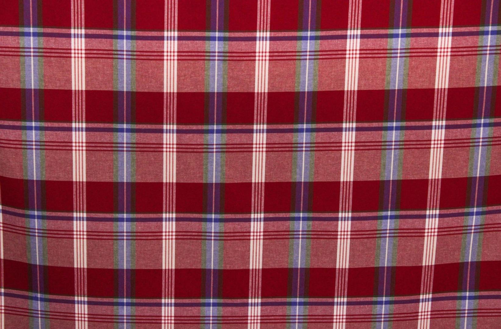 Red plaid upholstery fabric.