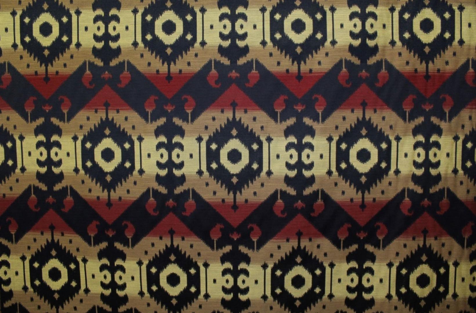 Tribal patterned upholstery fabric.