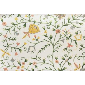 Crewel Embroidered Fabric TK-421 White