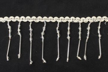 Beaded Glass Trim White 11128