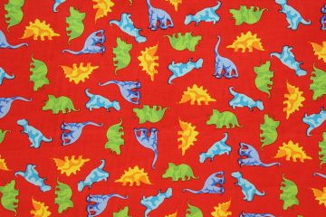 Dinosaur Red 45" Cotton Print