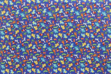 Rainforest Babies Royal 45" Cotton Print
