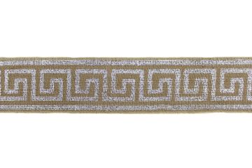 Greek Key Printed on Metallic Silver BR-733