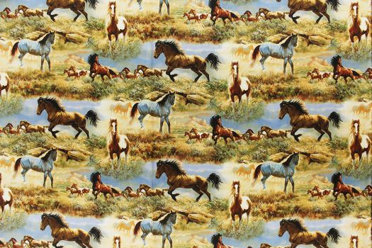 Horses in the Prairie Multi WW-3060-6C-1  Fabric