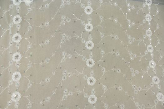 Embroidered Tulle #25 Baby Blue Fabric