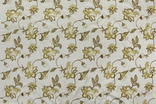 Serenity A Embroidered Floral Gold Fabric