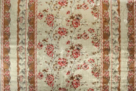 Vinyl Cloth Floral Gold/Red  Fabric