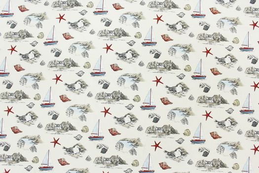 Sailboat Scene Multicolor Fabric