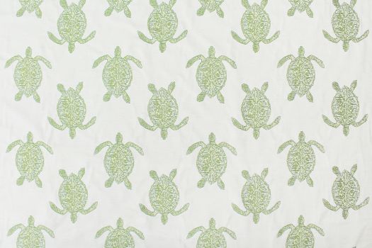 Turtle Tango Embroidery on Green 294 GSM  Fabric