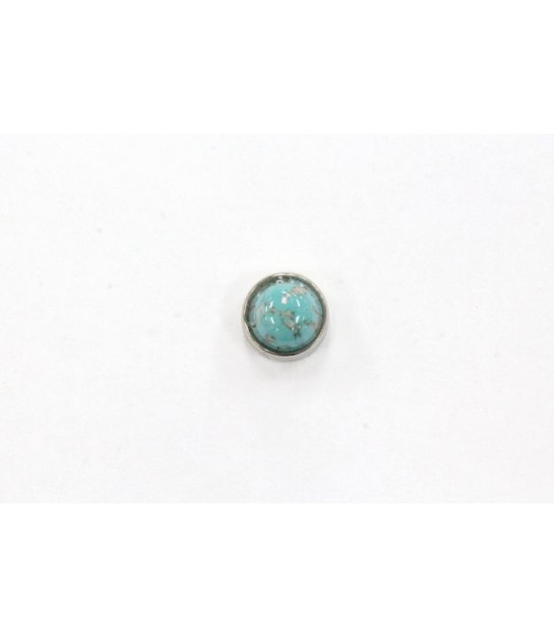 Nail Head 1/2 Inch Circle Aquamarine Stone/Nickle Finish