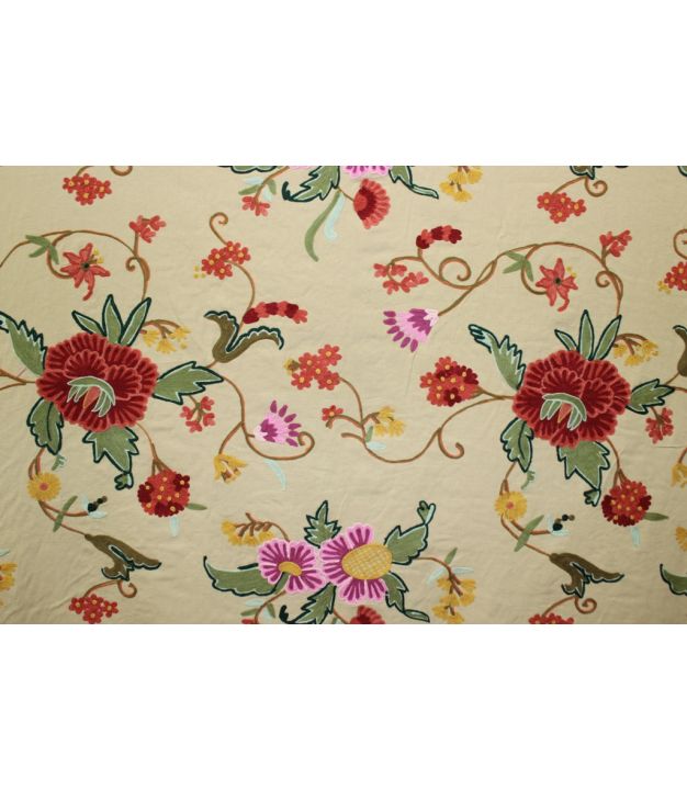 Crewel Embroidered Fabric TK-117 Lt. Hazalnut
