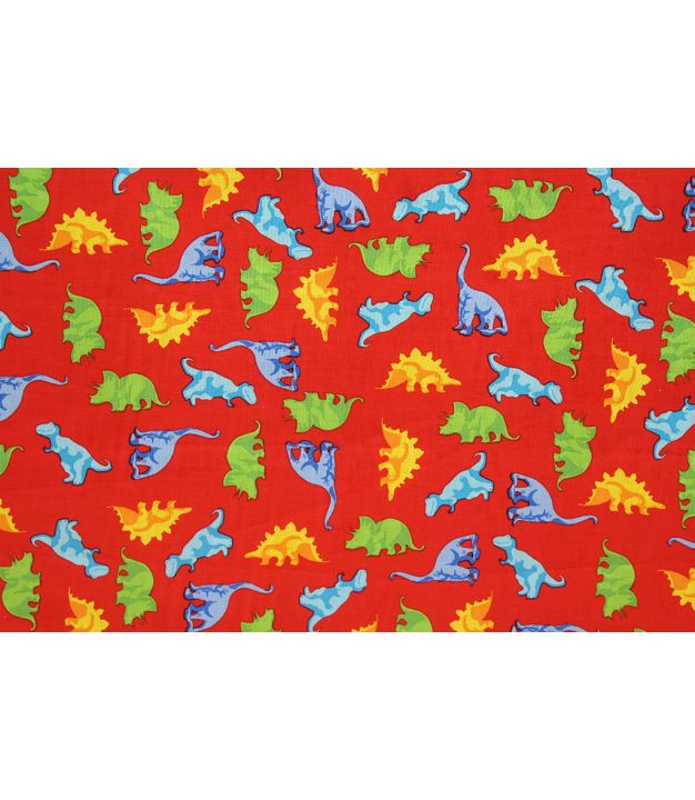 Dinosaur Red 45" Cotton Print