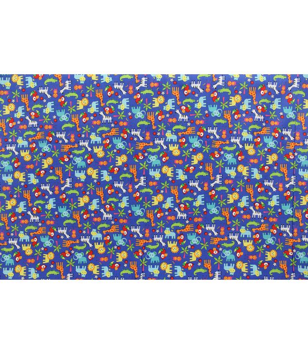 Rainforest Babies Royal 45" Cotton Print