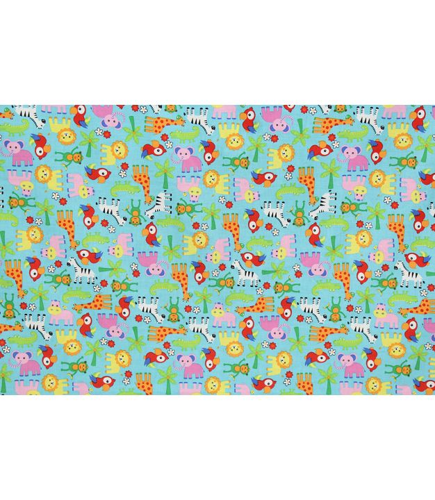 Rainforest Babies Turquoise 45" Cotton Print