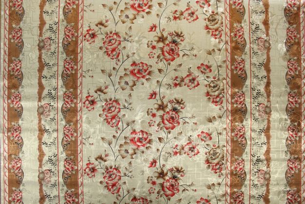 Vinyl Cloth Floral Gold/Red
