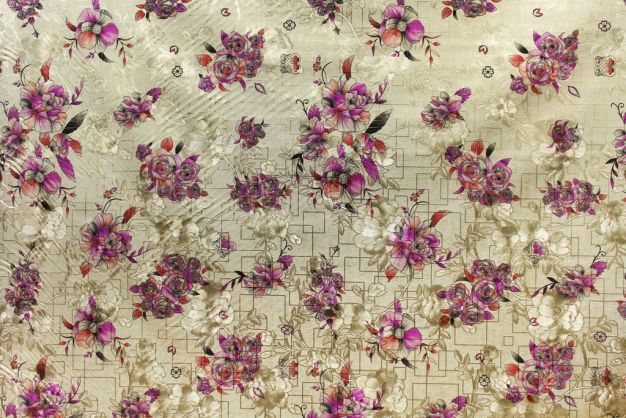 Vinyl Cloth Floral Purple/Gold
