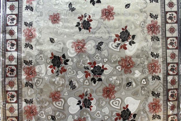Vinyl Cloth Floral Pewter/Rose
