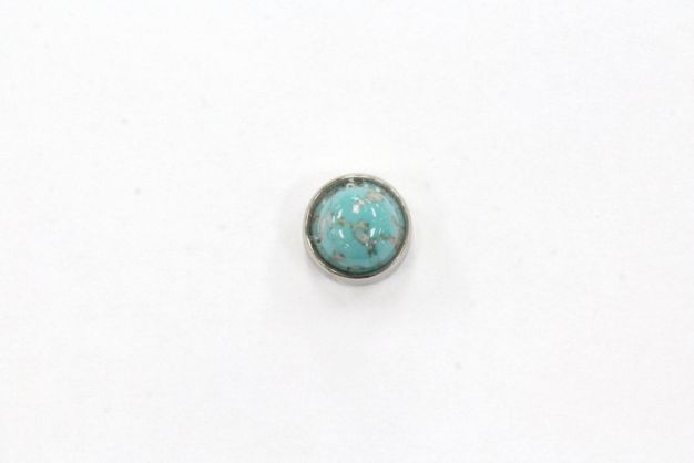 Nail Head 1/2 Inch Circle Aquamarine Stone/Nickle Finish