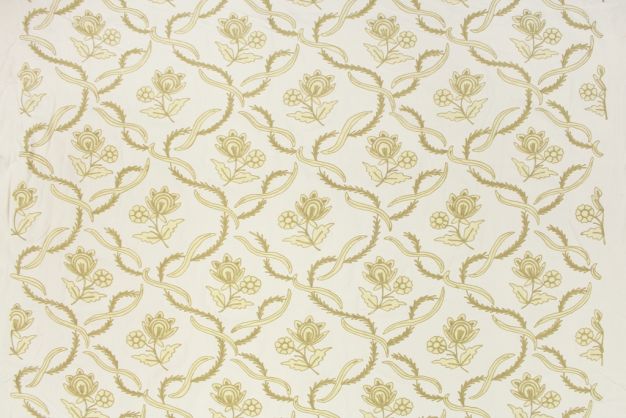 Crewel Embroidered Fabric TK-804 White