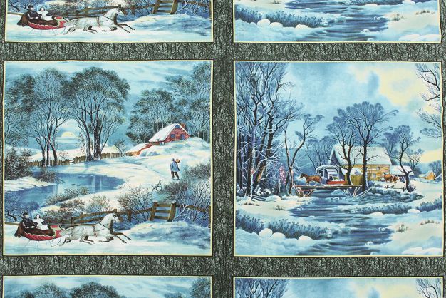 Quilting Treasures Currier and Ives Pillow Squares 23.5" x 45"