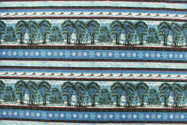 Quilting Treasure Currier and Ives Xmas Farm Stripe