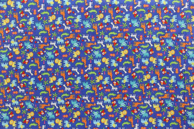 Rainforest Babies Royal 45" Cotton Print
