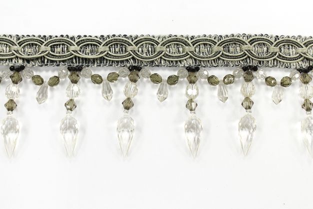 Tassel Fringe w/Beads TF-32/50 37-47 Grey