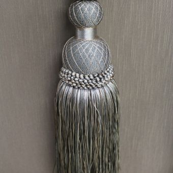 Single Tieback 29 Inch Gray Fabric Trim