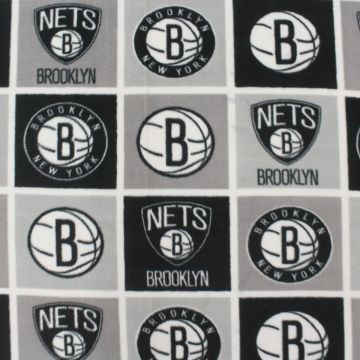 Brooklyn Nets Block Fleece Gray  Fabric