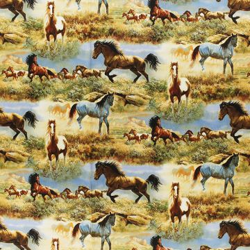 Horses in the Prairie Multi WW-3060-6C-1  Fabric