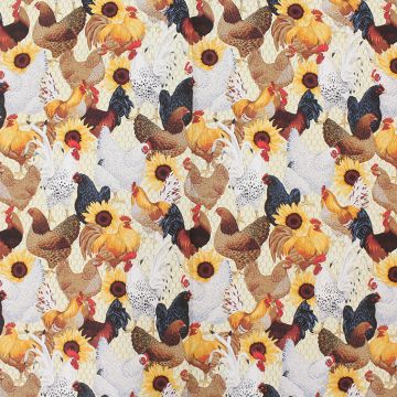 Chickens Sunflower  Fabric