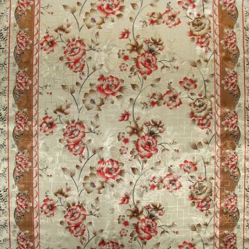 Vinyl Cloth Floral Gold/Red  Fabric
