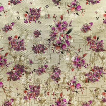 Vinyl Cloth Floral Purple/Gold  Fabric