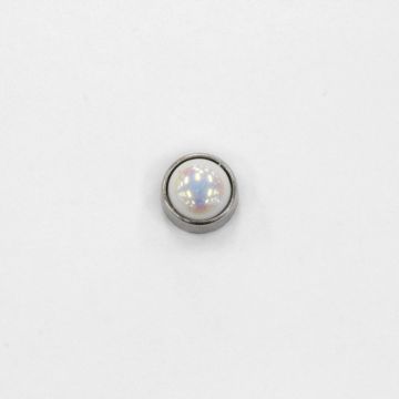 Nail Head .5 Inch Circle Glass Stone/Nickle Finish