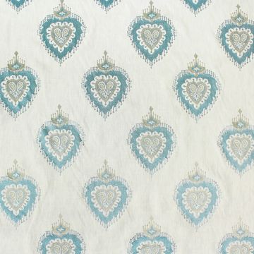Max Ikat Ivory/Teal  Fabric
