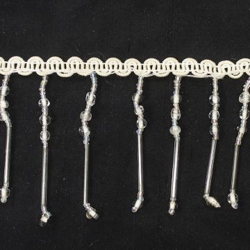 Beaded Glass Trim White 11128 Fabric Trim