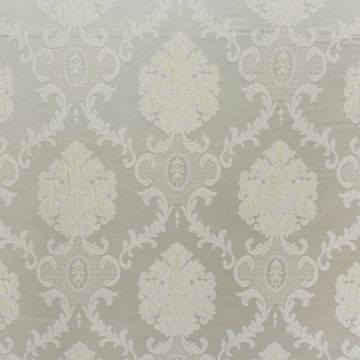 Damask Puffed White Fabric