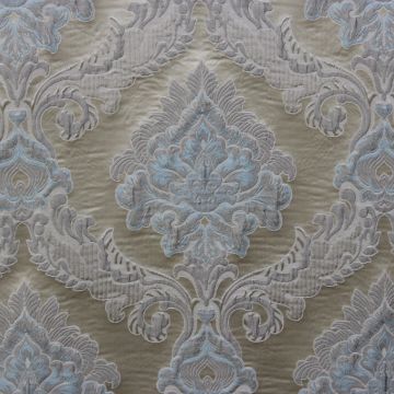 Alexandra Puffed Damask Light Blue Fabric