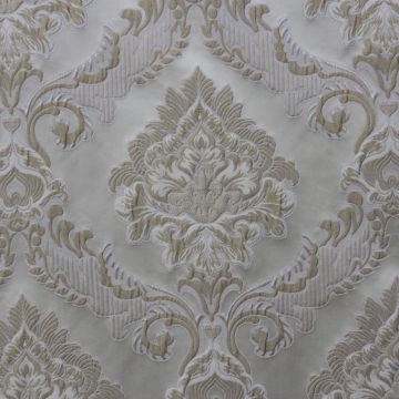 Alexandra Puffed Damask Ivory Fabric