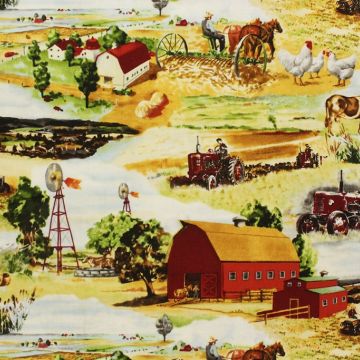 Farm Fresh Farm Scene Multi  Fabric
