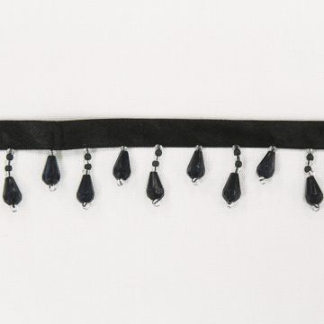 Dazzling Beads on Ribbon WTBF 104 Black Fabric Trim