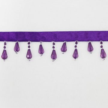 Dazzling Beads on Ribbon Amethyst WTBF 104 Fabric