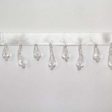 Dazzling Beads on Ribbon White WTBF 104 Fabric