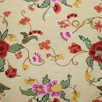 Crewel Embroidered Fabric TK-117 Lt. Hazalnut