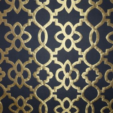 Tessuto Metropolis Lattice Black Gold Fabric