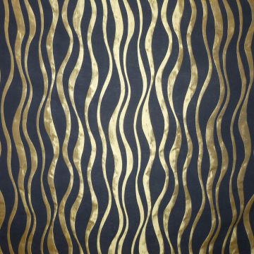 Tessuto Metropolis Wave Black Gold 4924 22704 Fabric