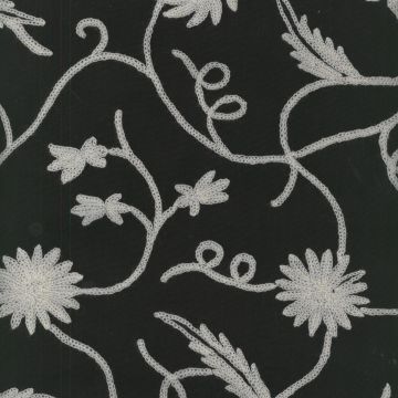 Crewel on Cotton CWE-STRT-BLW Black White Fabric