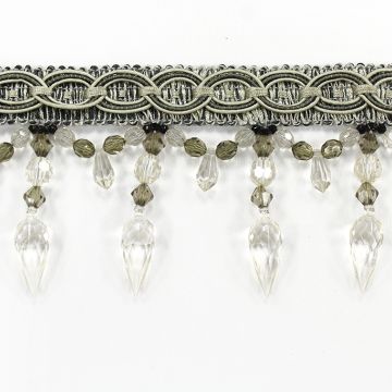 Tassel Fringe w/Beads TF-32/50 37-47 Grey Fabric Trim